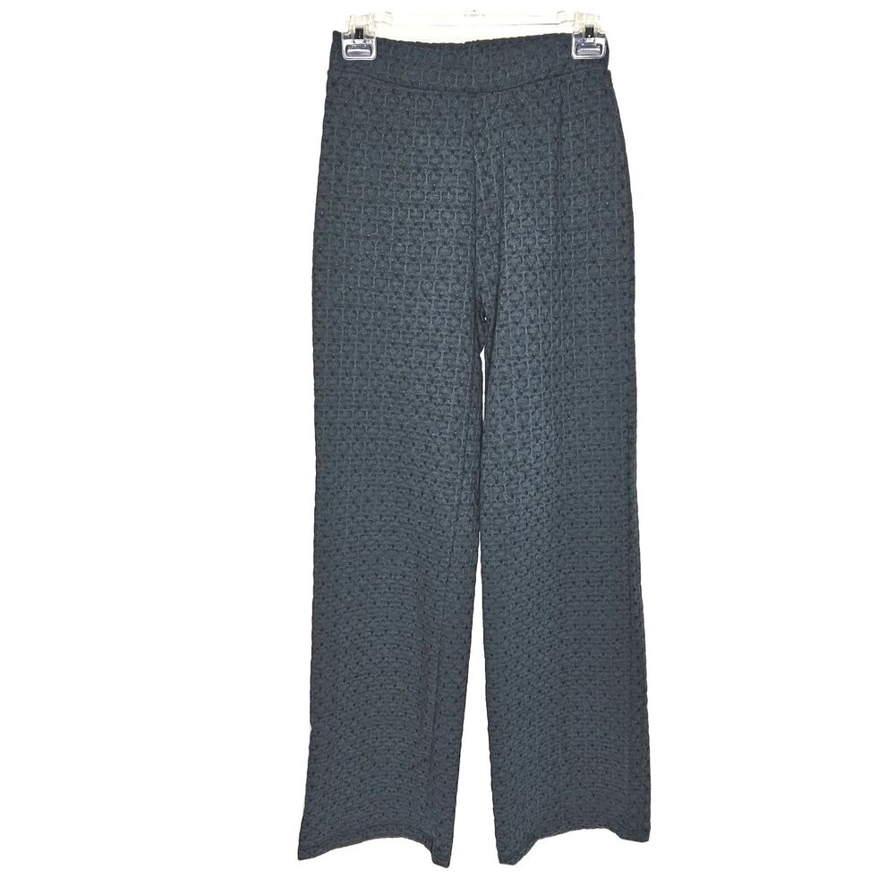 Zara Wide Leg Knit Pants Womens Small High Rise Pull On Green Blue NEW